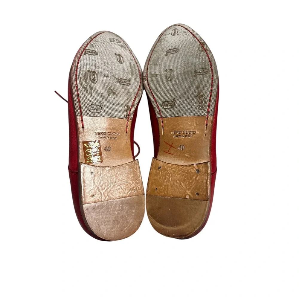 JP David Red Leather Wingtip Oxford Shoes Made in‎ Italy androgynous